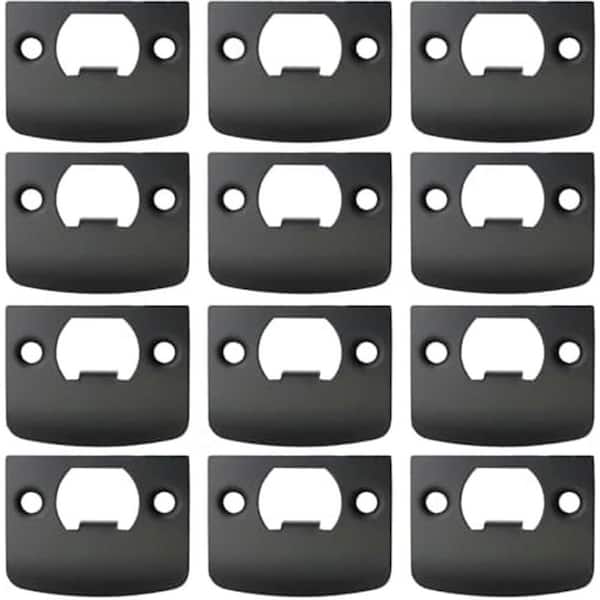 12-Pack Stainless Steel Black Deadbolt Strike Plate for Door Reinforcement