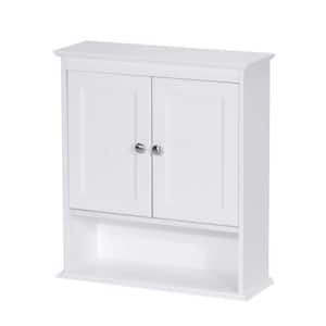 21.5 in. W x 7.48 in. D x 24 in. H White Bathroom Cabinet with Doors Wall Cabinet