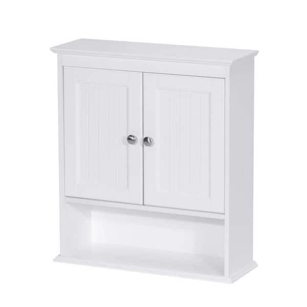 Dracelo 21.5 in. W x 7.48 in. D x 24 in. H White Bathroom Cabinet with ...