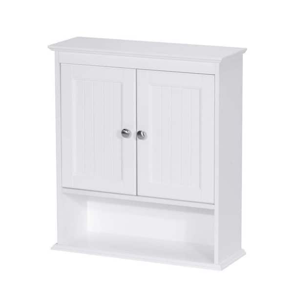 21.5 in. W x 7.48 in. D x 24 in. H White Bathroom Cabinet with Doors Wall Cabinet