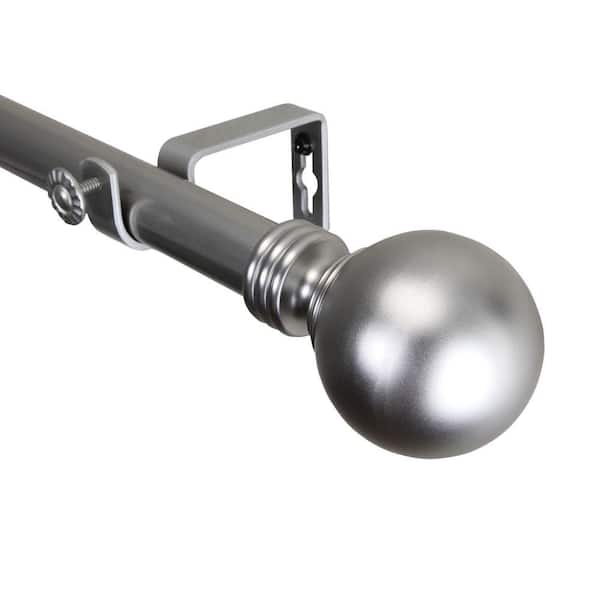 Rod Desyne 66 in. - 120 in. Single Curtain Rod in Satin Nickel with Finial