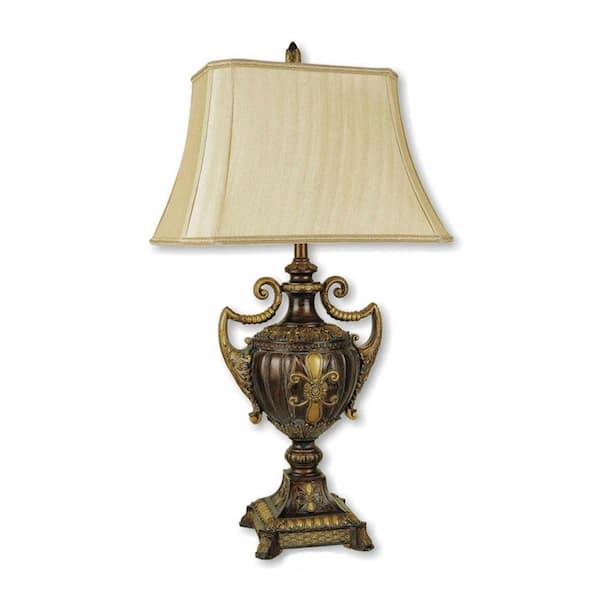 ORE International 30 in. Urn-Shape Antique Gold Table Lamp