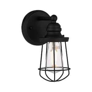 Southbourne 1-Light Matte Black Wall Sconce with Open Steel Cage Frame