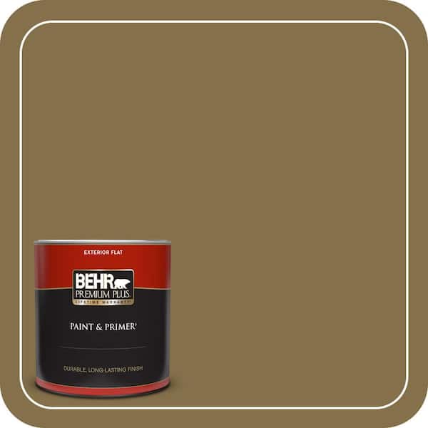 BEHR PREMIUM PLUS 1 qt. #350F-7 Wild Mushroom Flat Exterior Paint & Primer
