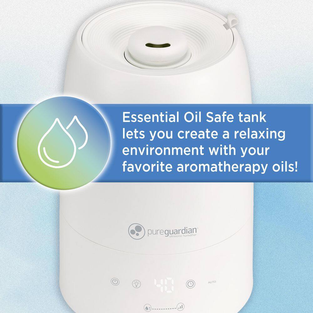PureGuardian White Ultrasonic Cool Mist Humidifier with Humidistat