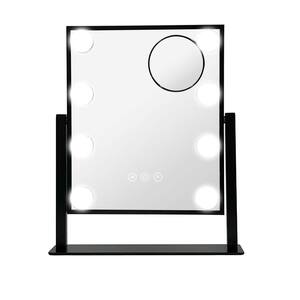 12 in. W x 14.17 in. H Rectangular Framed Desk 10X Magnifying Bathroom Makeup Mirror in Black
