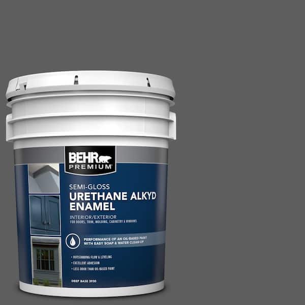 5 gal. #N520-6 Asphalt Gray Urethane Alkyd Semi-Gloss Enamel Interior/Exterior Paint