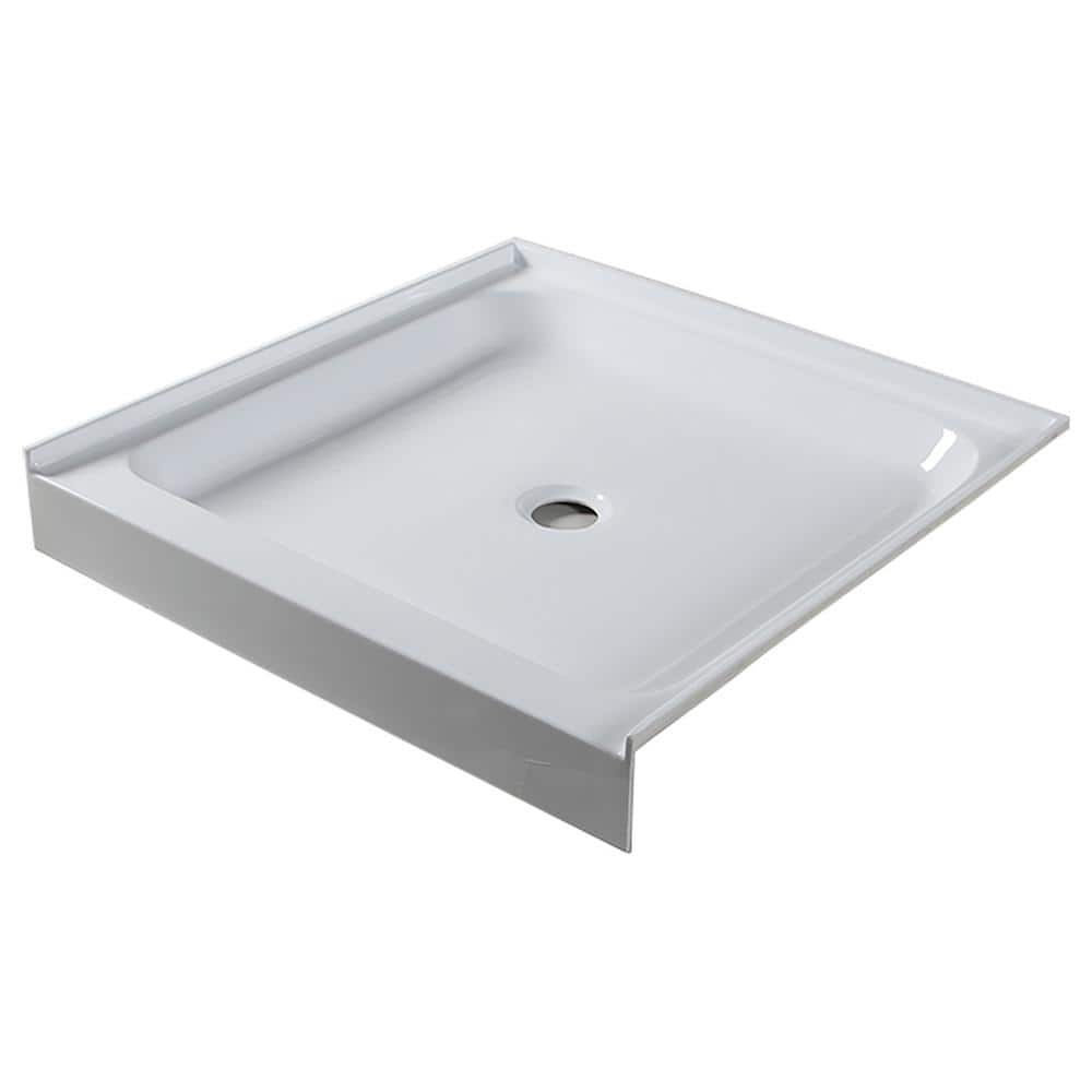 36'' White Acrylic Square Shower Base with Center Drain
