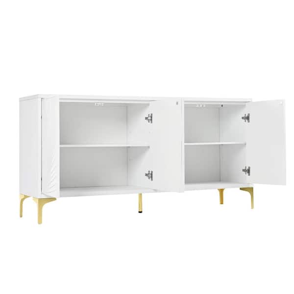 59.84 in. W x 15.91 in. D x 29.72 in. H Bathroom White Linen Cabinet