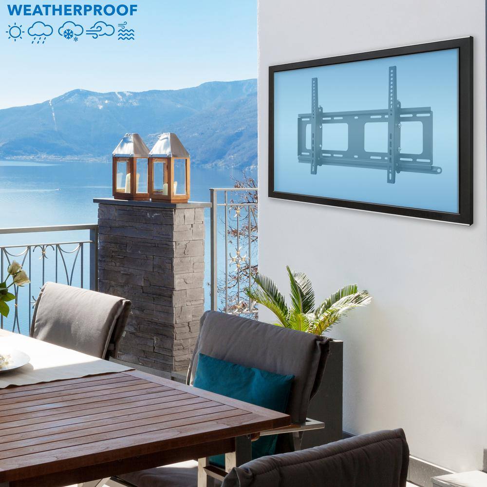Weatherproof Black Steel Lockable Tilting TV Wall Mount for 37-80 Inch Screens