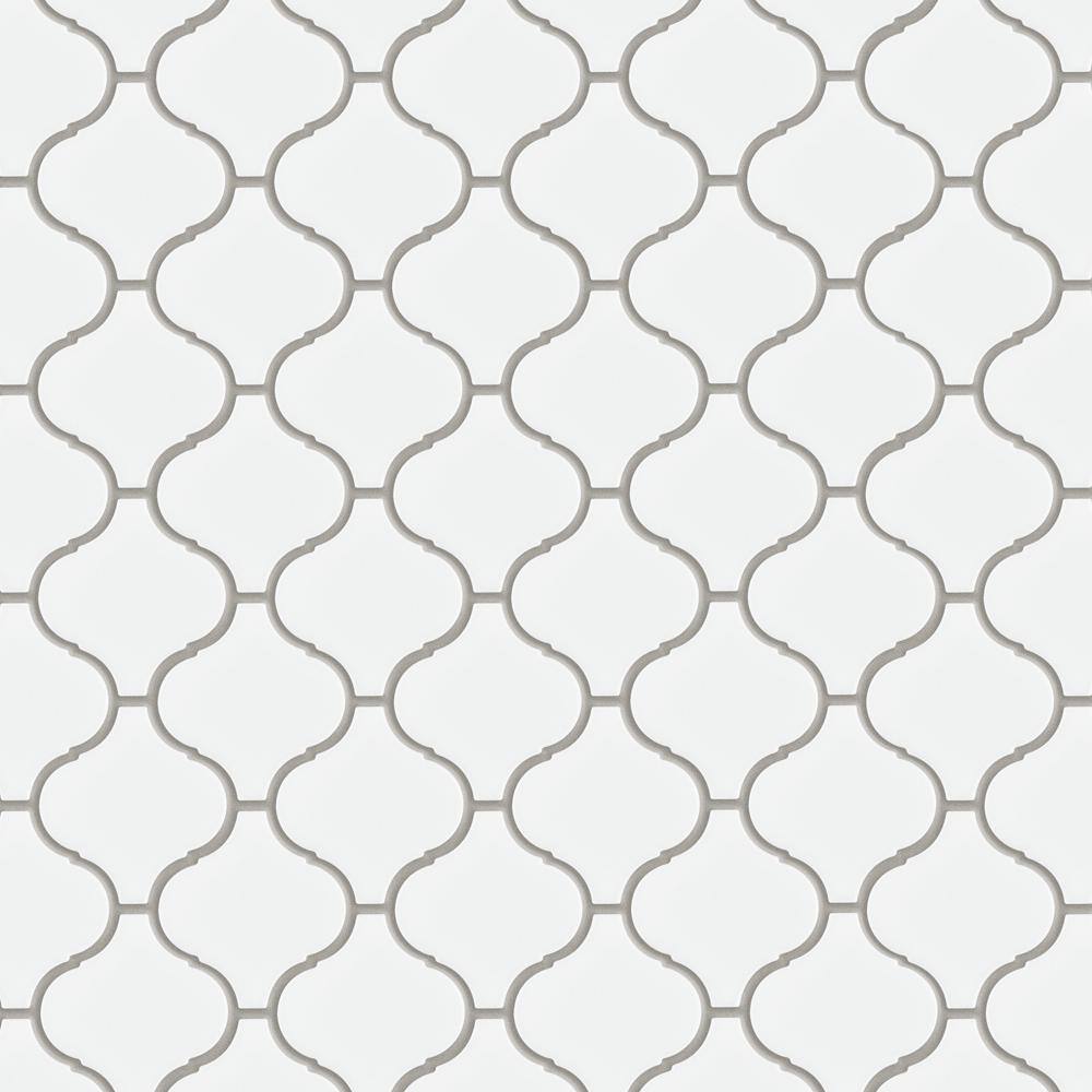 Morocco Matte White 9.5" x 10.75" Porcelain Mosaic Accent Tile
