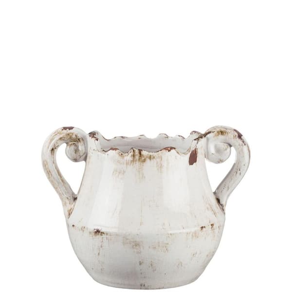 SULLIVANS 7" White Ceramic Pot with Handles