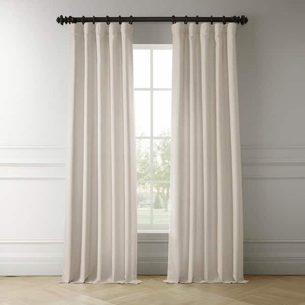 Sepia Beige Italian Faux Linen Room Darkening Curtain - 50 in. W x 120 in. L (1 Panel)