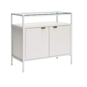 White Wood Top 32 in. Sideboard with One Shelf and 2 Doors