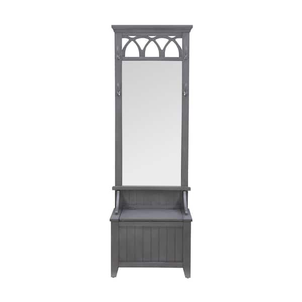 Powell Company Alonzo Grey Hall Tree with 42 inch Mirror and Storage