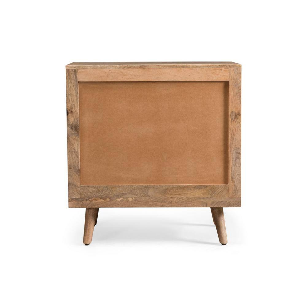 Poppy Mid-Century Mango Wood 3-Drawer Chest with 3D Weave