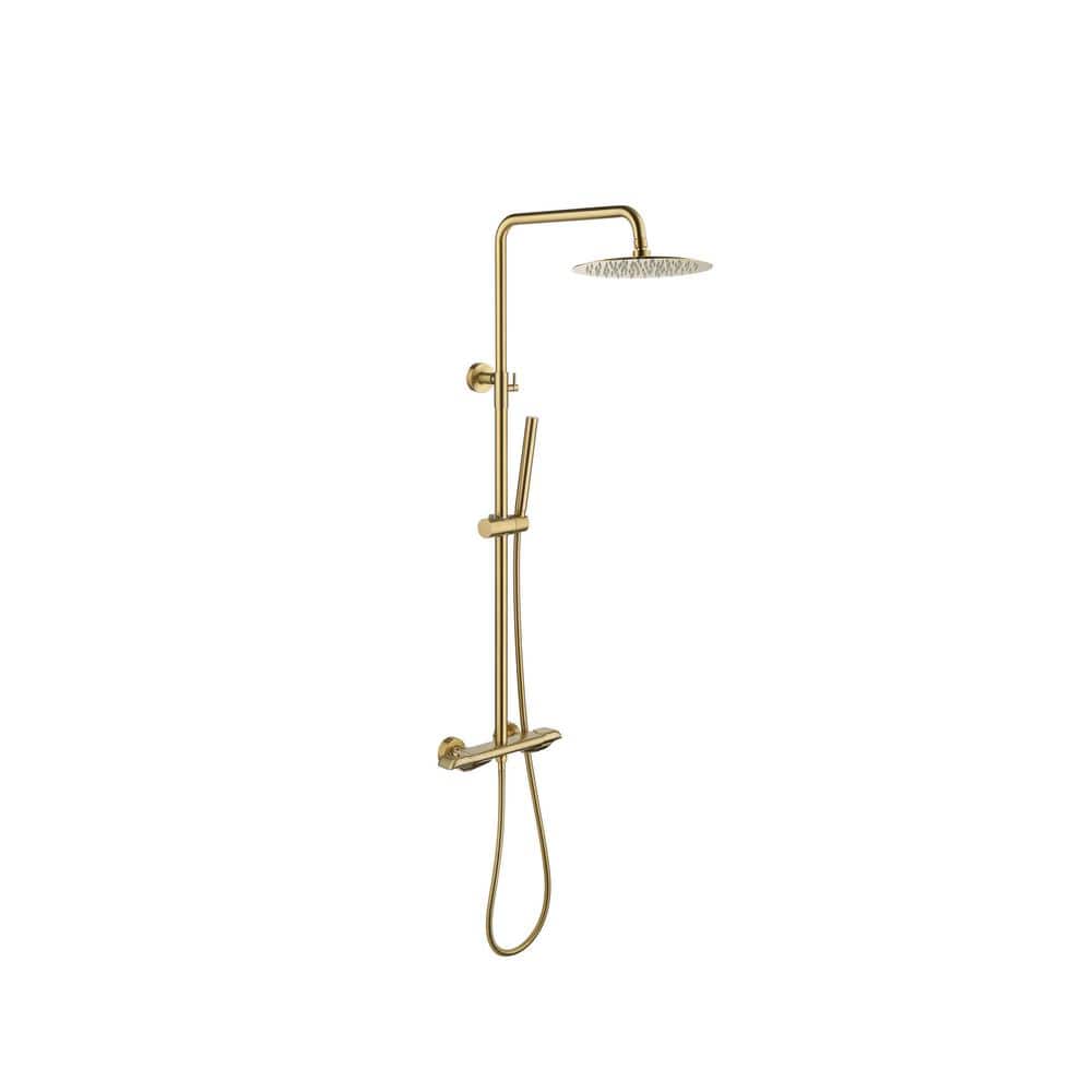 2-Spray Patterns with 2.5 GPM 10 in. Fixed Shower Head Wall Mounting and Ha