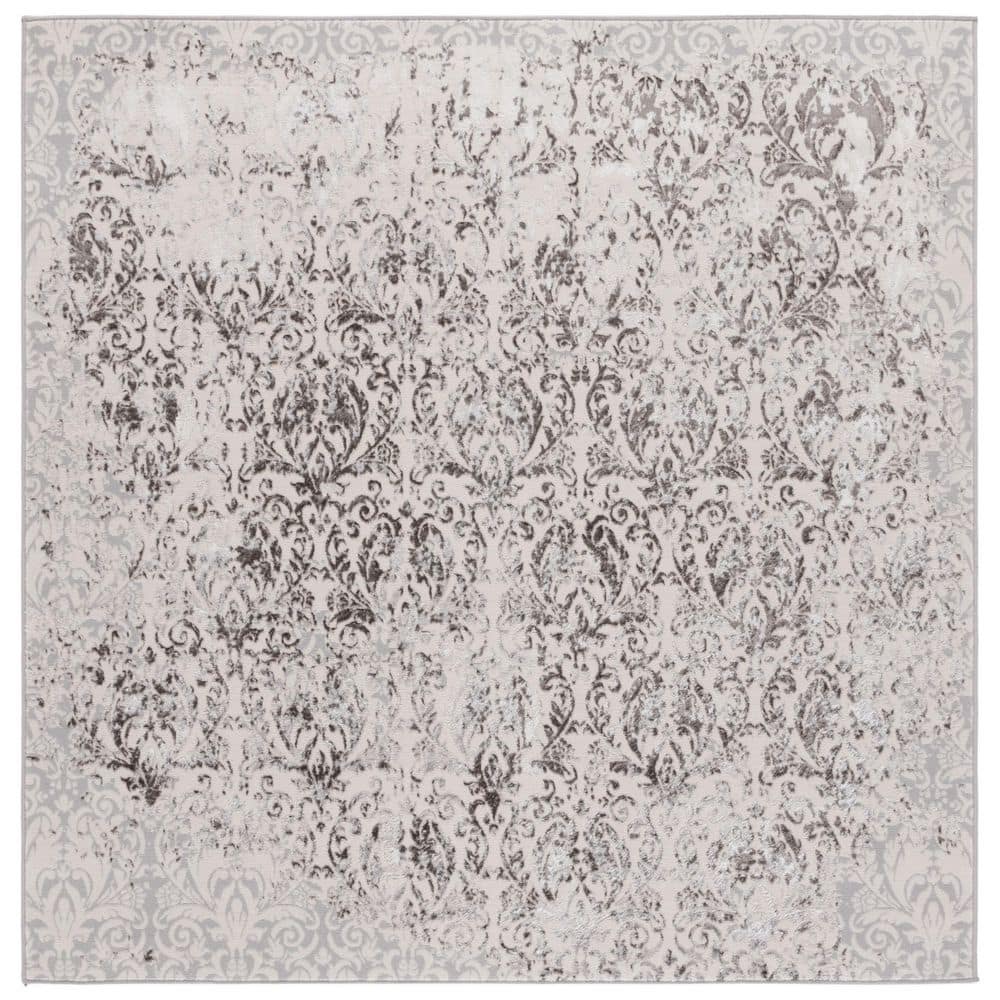 Orchard 7 ft. x 7 ft. Gray/Silver Distressed Floral Square Area Rug price history on PriceWatchPro