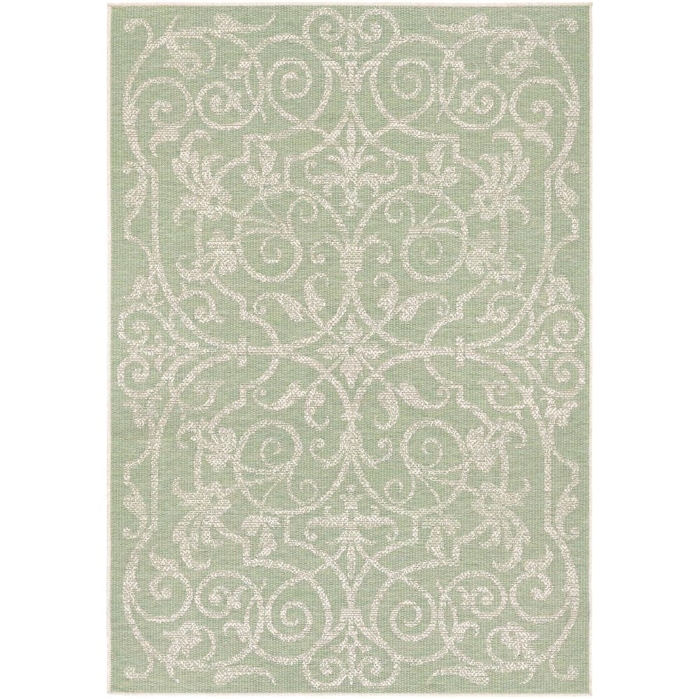 Couristan Monaco Summer Quay Ivory-Light Green 8 ft. x 11 ft. Indoor ...