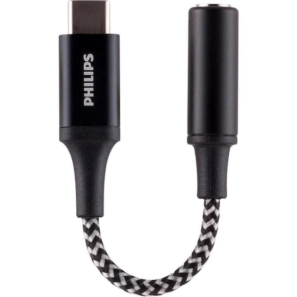 Black Type C Converter,YRD TECH 2 in 1 Type C to 3.5mm Jack Aux Earphone Adapter USB C Audio Cable Charger 