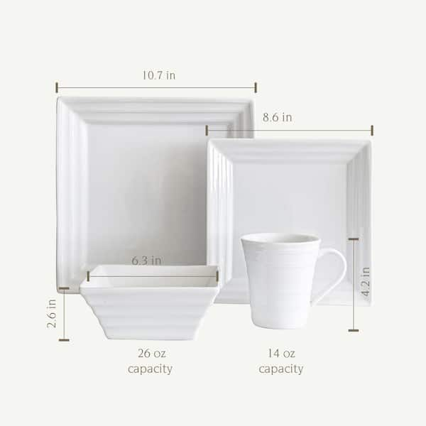 Flora 32-Piece White Porcelain Dinnerware Set with 8-Piece Dinner