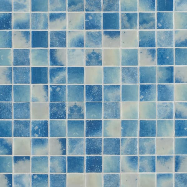 Ivy Hill Tile Rapids Bluestone 4 in. x 0.21 in. Polished Glass Floor and Wall Mosaic Pool Tile Sample