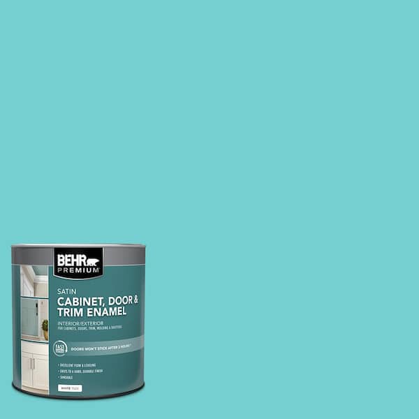 BEHR PREMIUM 1 qt. #P460-3 Soft Turquoise Satin Enamel Interior/Exterior Cabinet, Door & Trim Paint