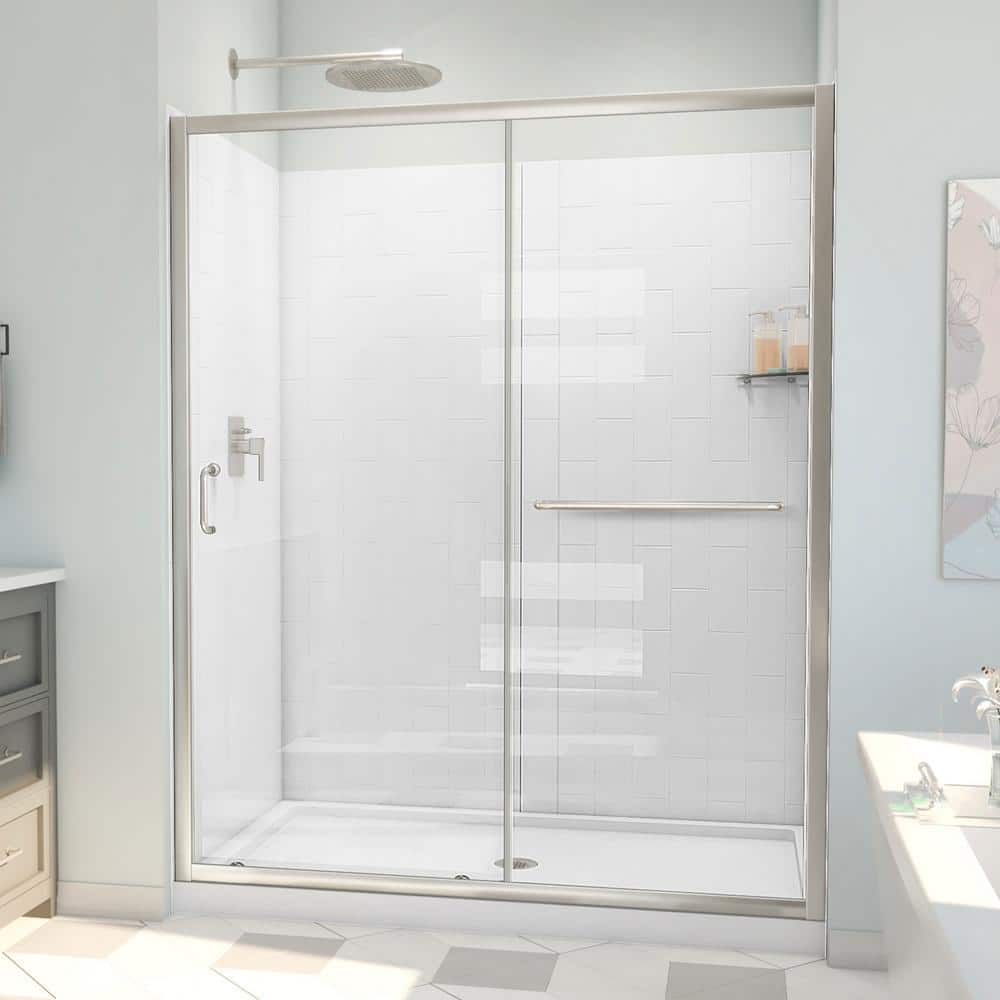 DreamLine 60 in. W x 78-3/4 in. H Sliding Semi Frameless Shower Door ...