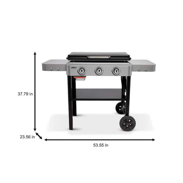 Weber 3 Burner Propane GAS Grill 28 in. Flat Top Griddle Combo with Griddle Essential Set, Black 1500451