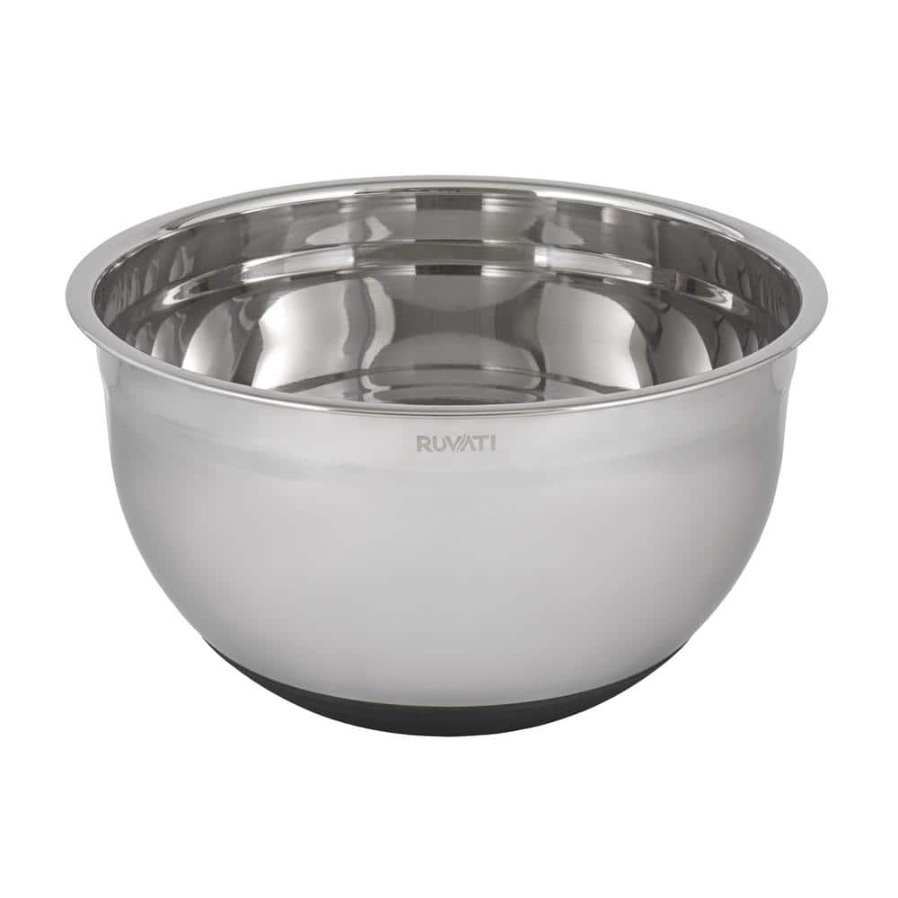 Mahogany Wood Platform with Stainless Steel Mixing Bowl and Colander Set