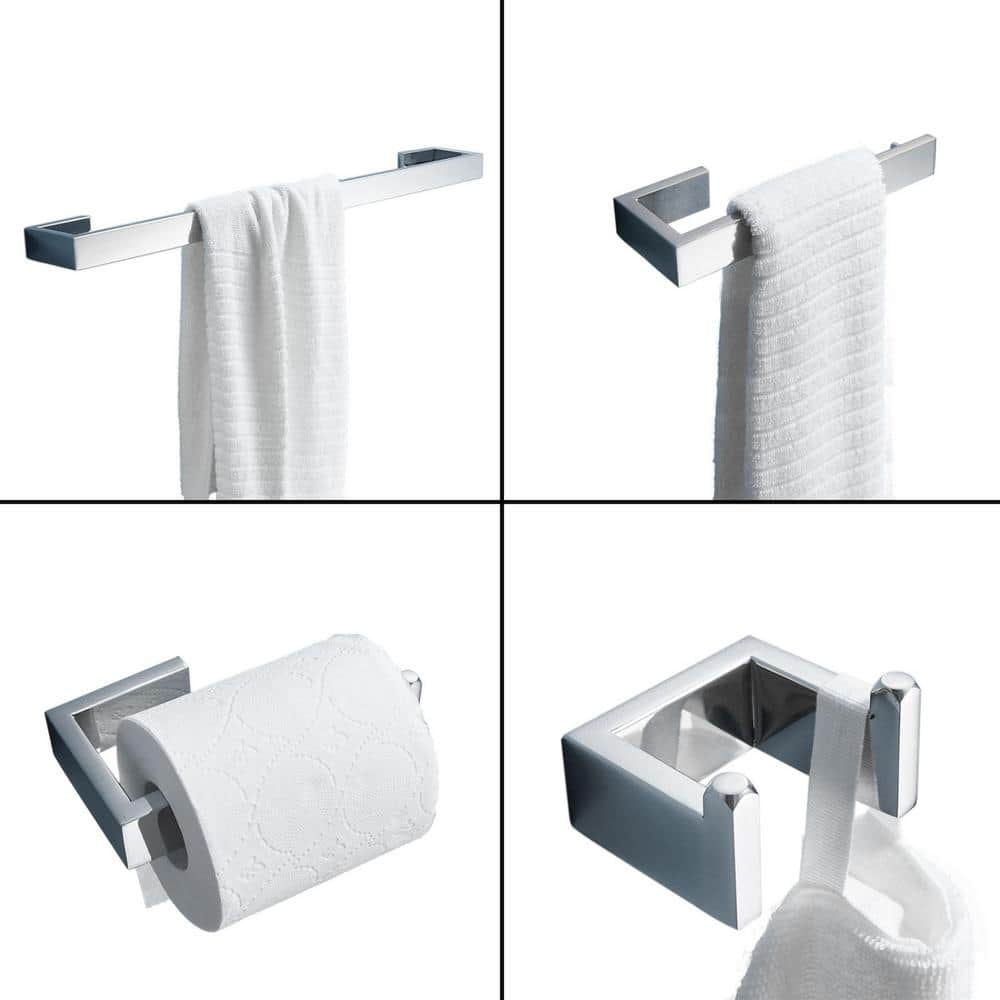 Satico 4-Piece Bath Hardware Set with Towel Bar,Towel Robe Hook,Toilet ...