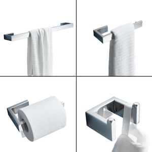 4-Piece Bath Hardware Set with Towel Bar,Towel Robe Hook,Toilet Roll Paper Holder, Hand Tower Holder in chrome Finishing