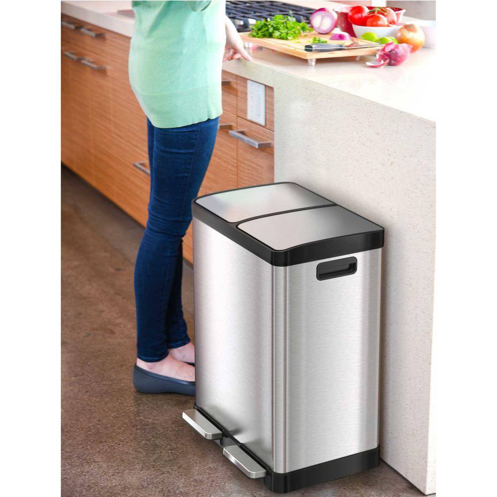 16 Gallon Stainless Steel Dual Step Kitchen Trash Can