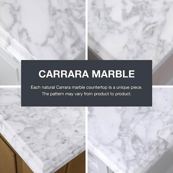 Sassy 60 in. Vanity in White with Marble Vanity Top in Carrara White