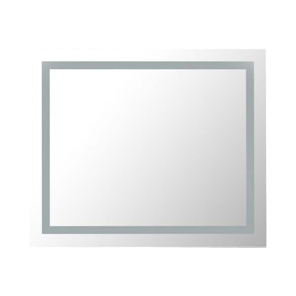 Unbranded 32 in. W x 24 in. H Large Rectangle Aluminum Frameless Surface Sliver Wall-Mounted Mirror