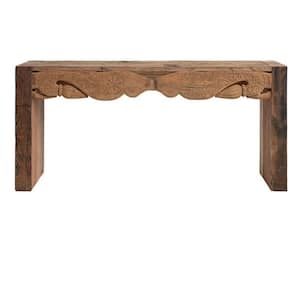 66 in. Natural Rectangle Wood Console Table with Narrow Entryway