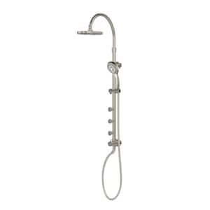 Riviera Wall Mounted 6-Spray 8 in. Dual Shower Head and Handheld Shower Head in Brushed Nickel