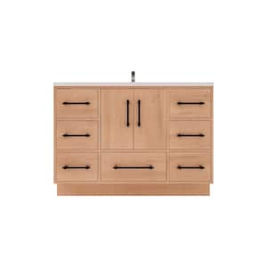 Victoria 47 in. W x 20 in. D x 35 in. H Single Sink Freestanding Bath Vanity in Red Oak with White Acrylic Top