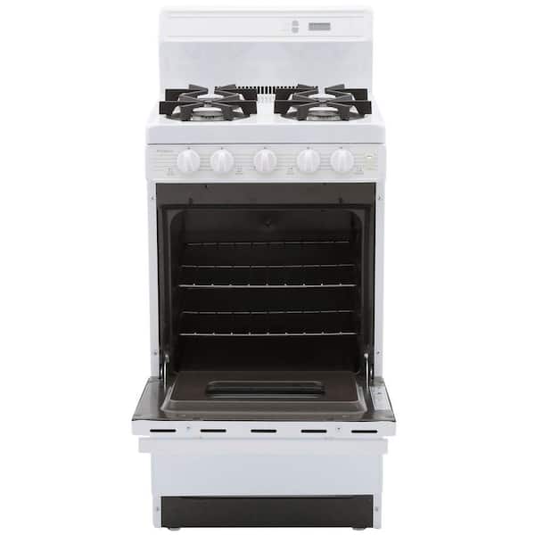 20 in. 2.42 cu. ft. Freestanding Gas Range with Sealed Burners in White