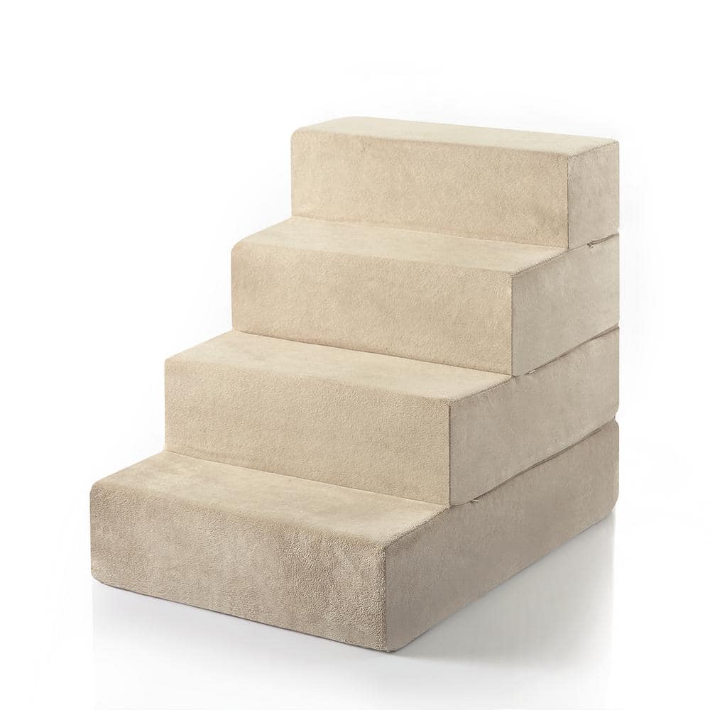 Zinus Cream 22 in. Large Foam 4 of Steps Pet Stairs OLB-PS-2522 - The ...