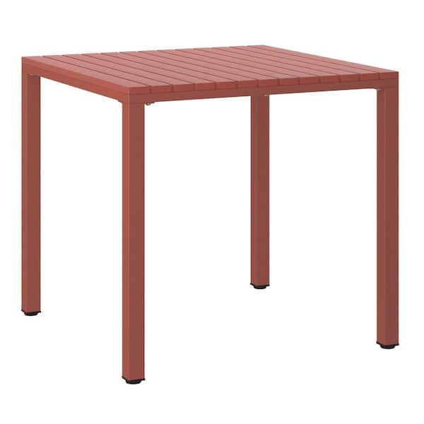 WESTIN OUTDOOR Frond&Form Modern Outdoor 31.5" Poly Plastic Square Table Top Patio Bistro Dining Table, Red