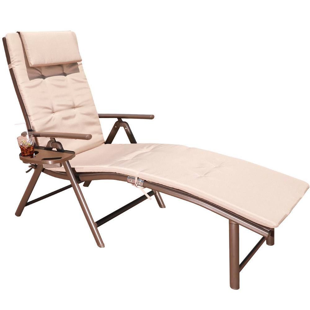 Aluminum Outdoor Chaise Lounge with Beige Cushions price history on PriceWatchPro