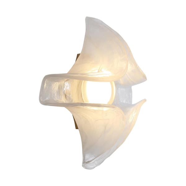 Golden Lighting - Glacier LED 1-Light Wall Sconce in Polished Nickel with Icy Glass Shade