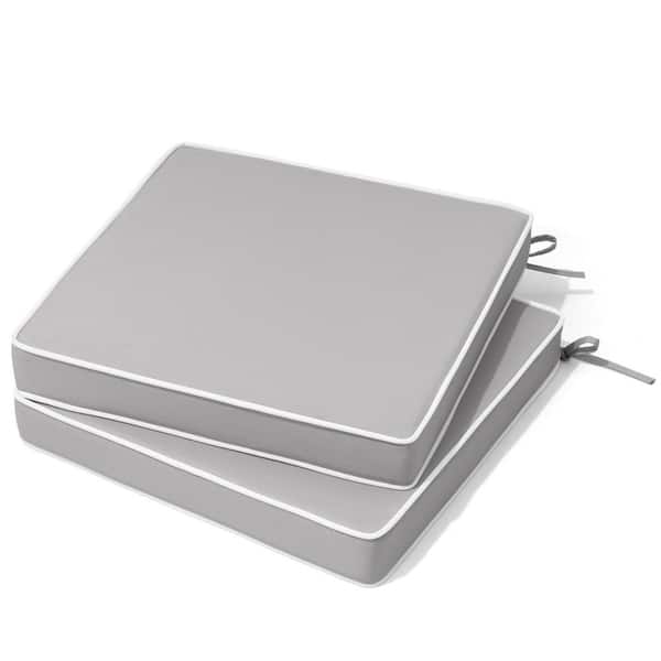 17 in. x 17 in. 2-Piece Outdoor Chair Cushion Patio Seat Cushions Set of 2 for Furniture in Light Gray