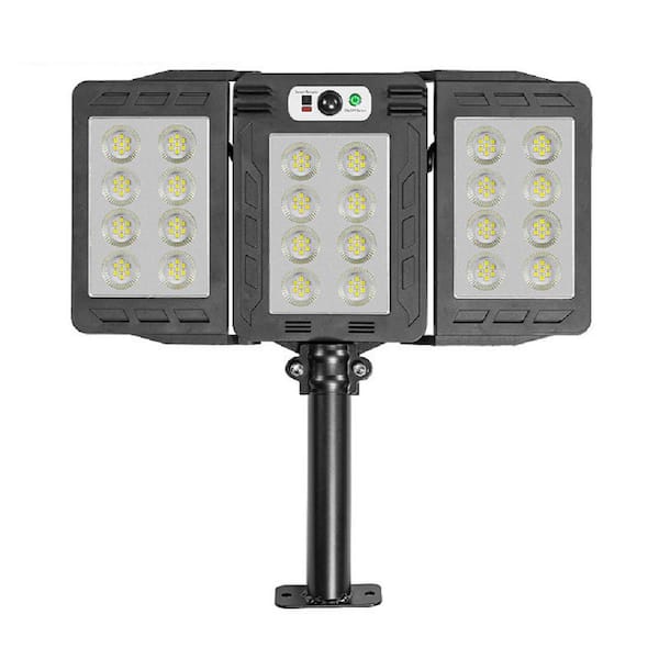 CIPACHO 100-Watt Equivalent Integrated LED Black Solar Wall Pack Light, 6500K
