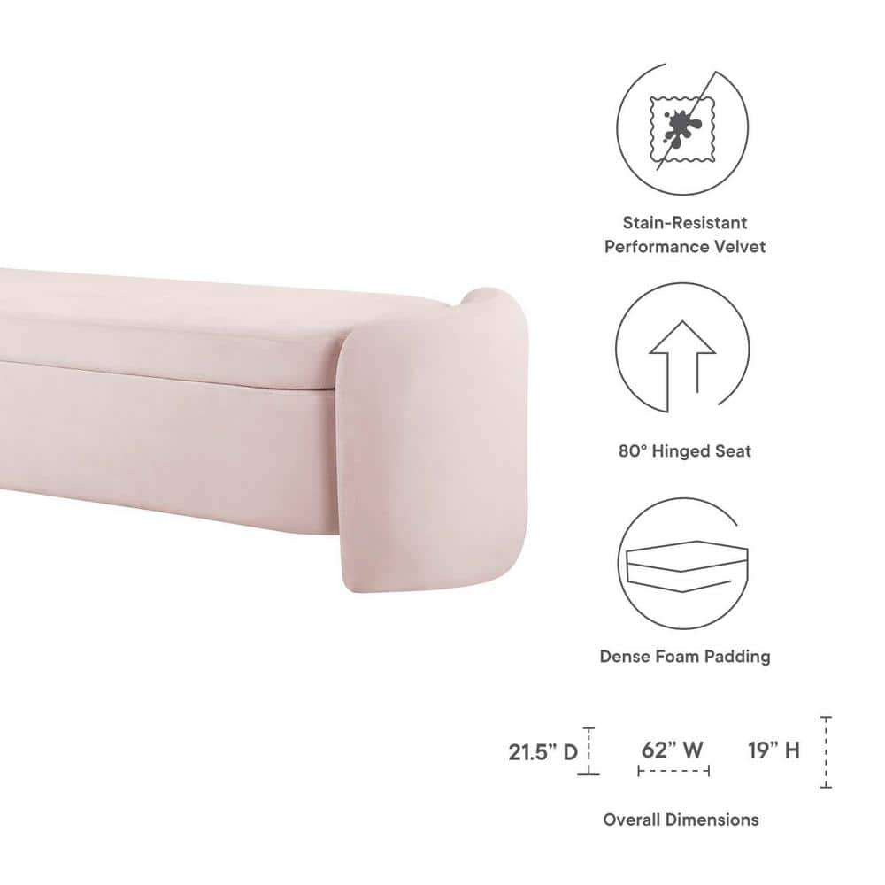 Nebula 62'' Pink Performance Velvet Upholstered Storage Bench