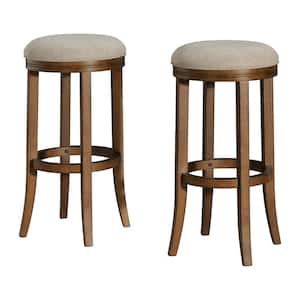 Natick Brown Bar Height Stool (2-Pack) with Cushioned Seat
