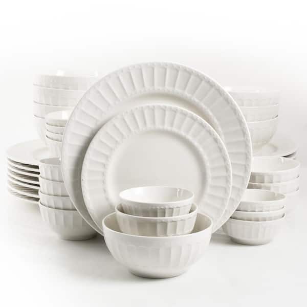 Gourmet Expressions Melbourne 40-Piece Embossed White Ceramic Dinnerware Set (Service for 8)