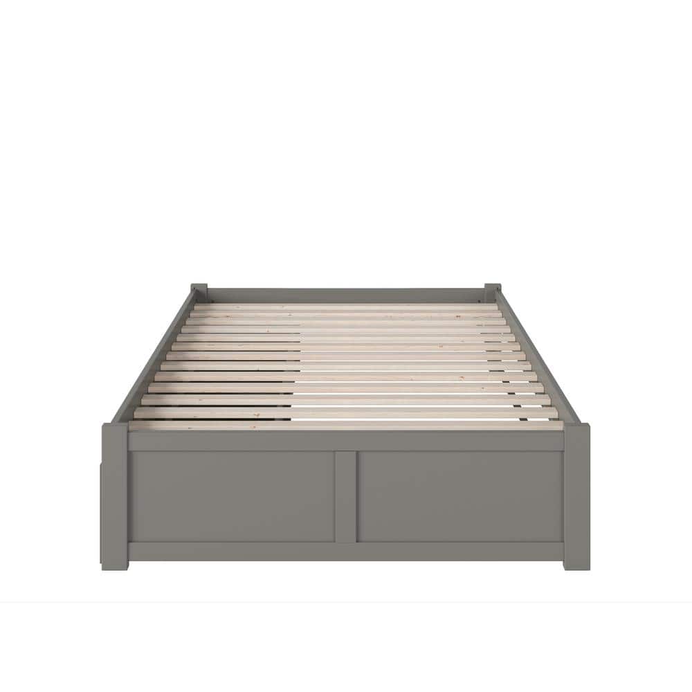 Grey Full Platform Bed with 2 Storage Drawers