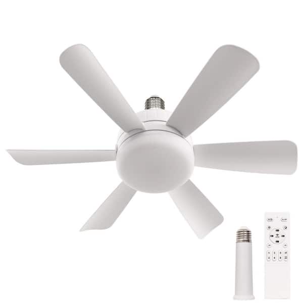18 in. White Socket Indoor Ceiling Fan with Light, Industrial Screw Ceiling Fan with Remote, Mini Ceiling Fan for Garage